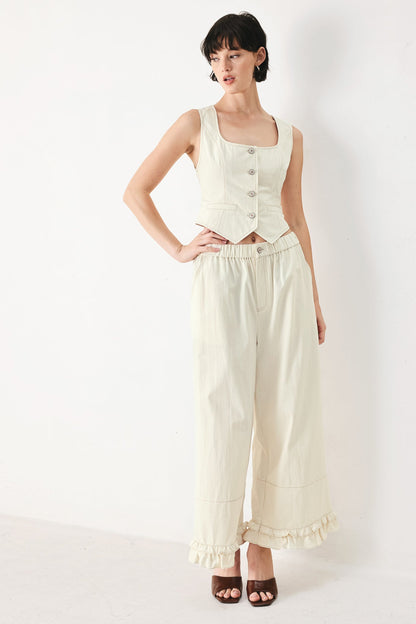 Power Soft Woven Button Up Tank Top