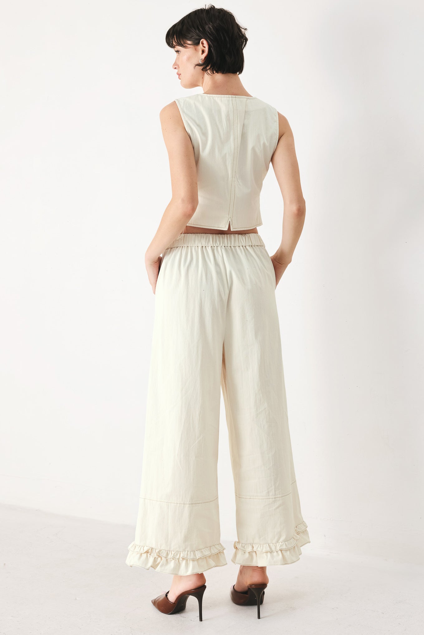 Power Soft Woven Button Up Tank Top