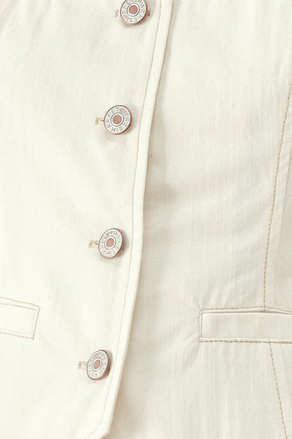 Power Soft Woven Button Up Tank Top