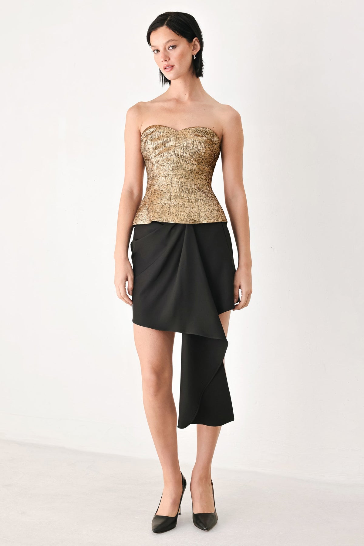 Gold Metallic Sweetheart Strapless Tube Top
