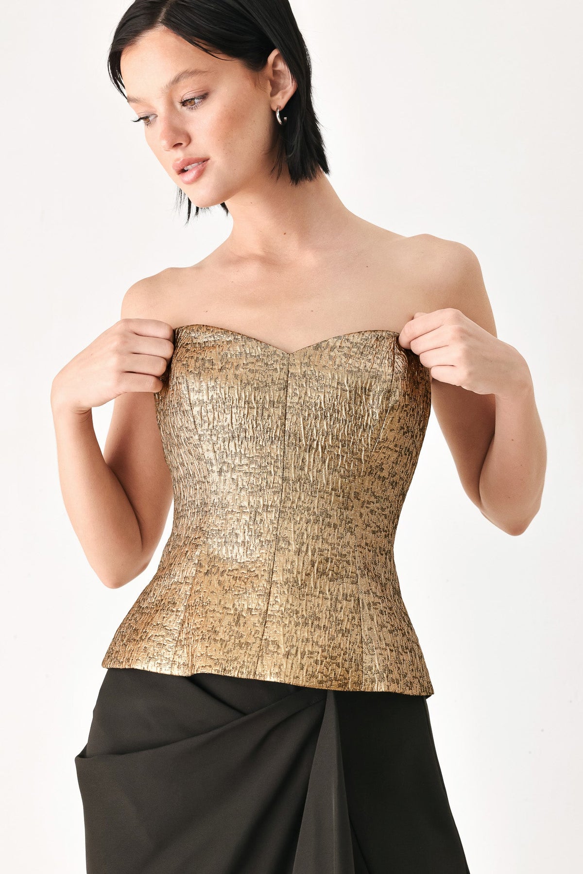 Gold Metallic Sweetheart Strapless Tube Top