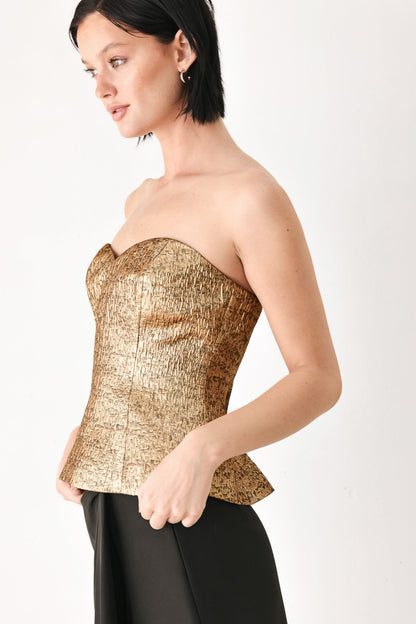 Gold Metallic Sweetheart Strapless Tube Top