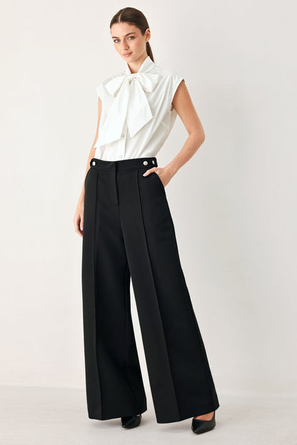 Tie Front Bow Button Up Blouse