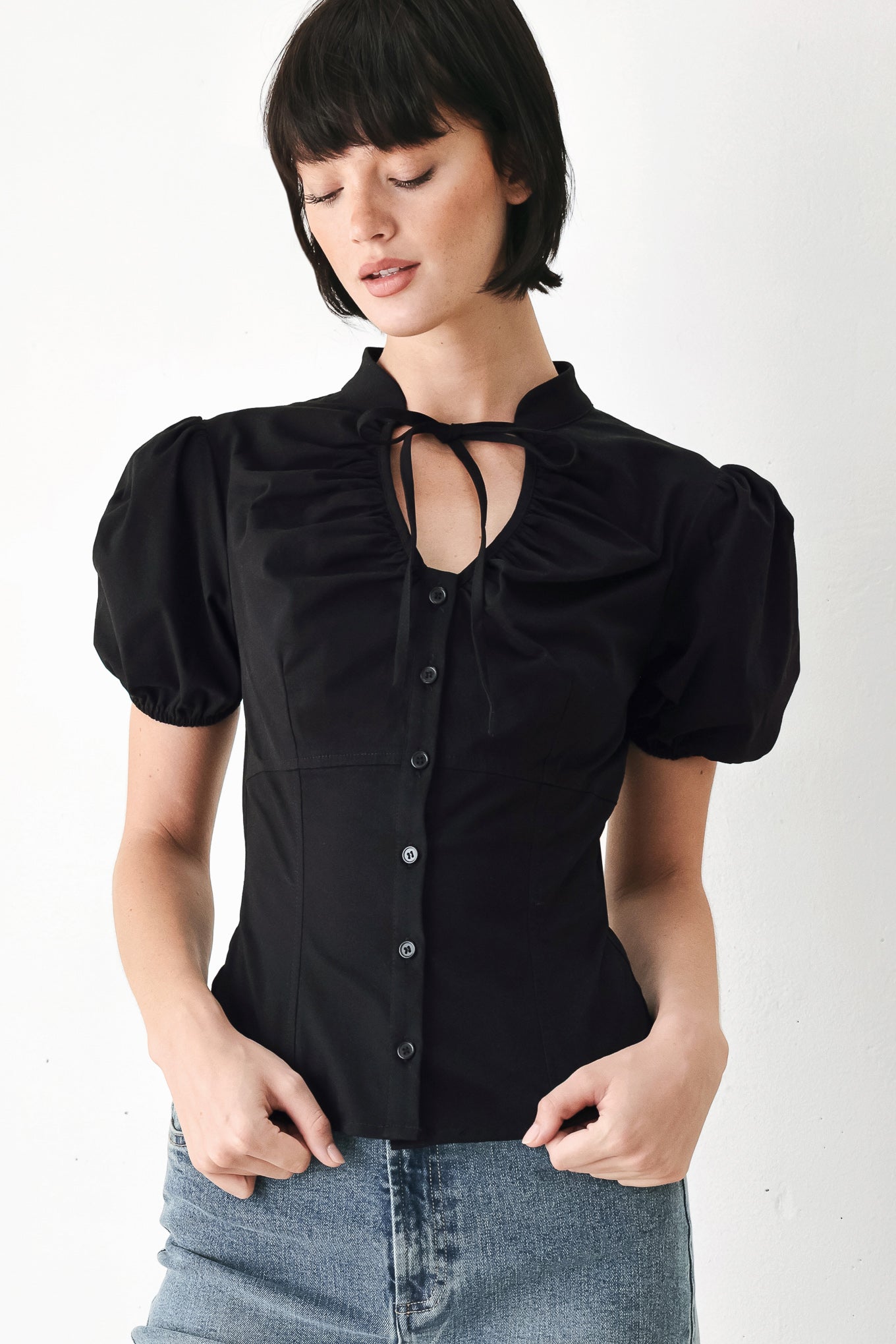 White Rose Daydream Woven Top