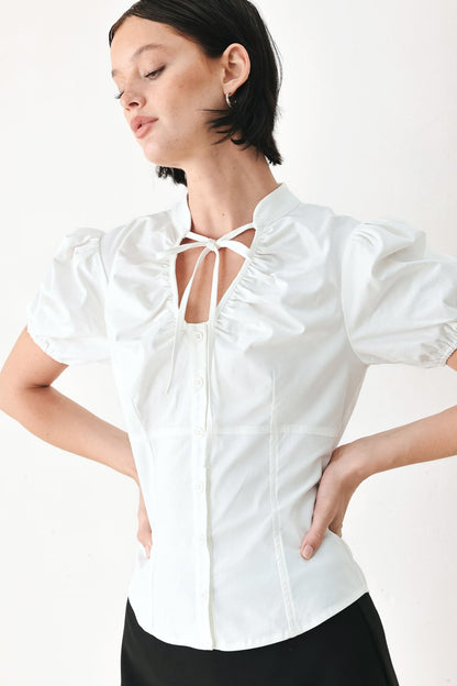 White Rose Daydream Woven Top WHITE