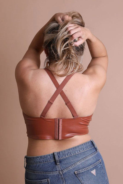 Faux Leather Longline Bralette Plus Size - Ro + Ivy
