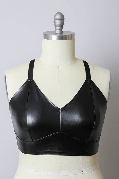 Faux Leather Longline Bralette Plus Size - Ro + Ivy