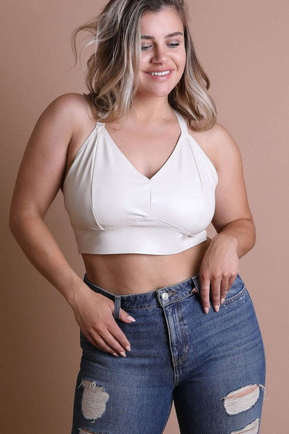 Faux Leather Longline Bralette Plus Size - Ro + Ivy