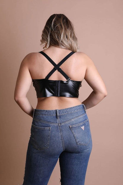 Faux Leather Longline Bralette Plus Size - Ro + Ivy