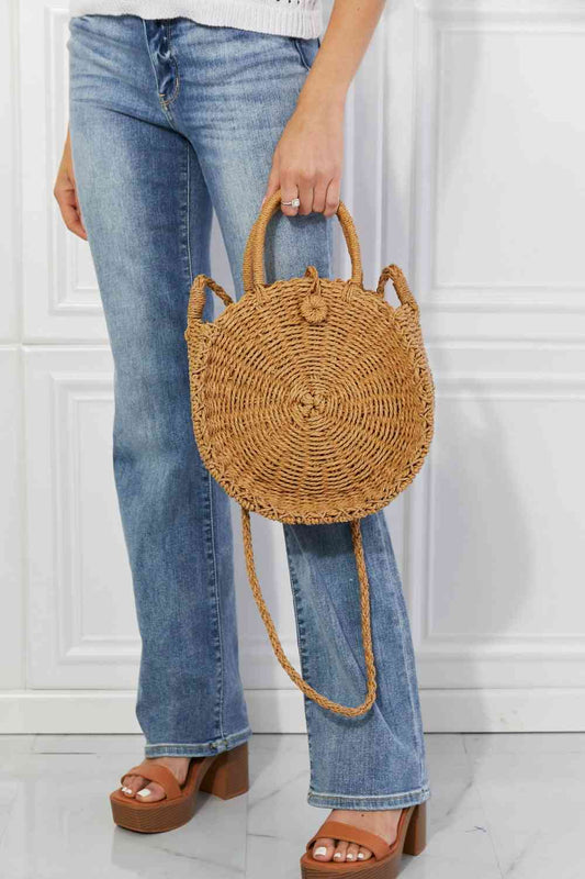 Feeling Cute Rounded Rattan Handbag in Camel for Women | Bag | Ro + Ivy