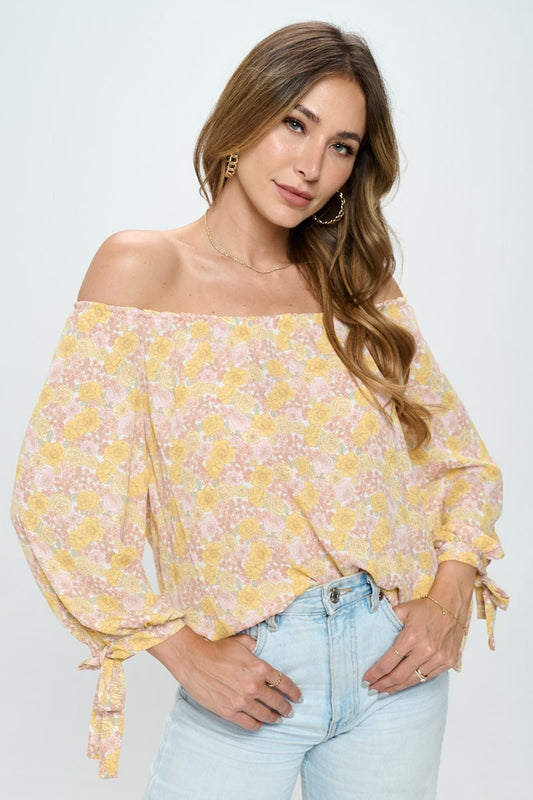 Floral Off-Shoulder Long Sleeve Blouse for Women | Blouse | Ro + Ivy