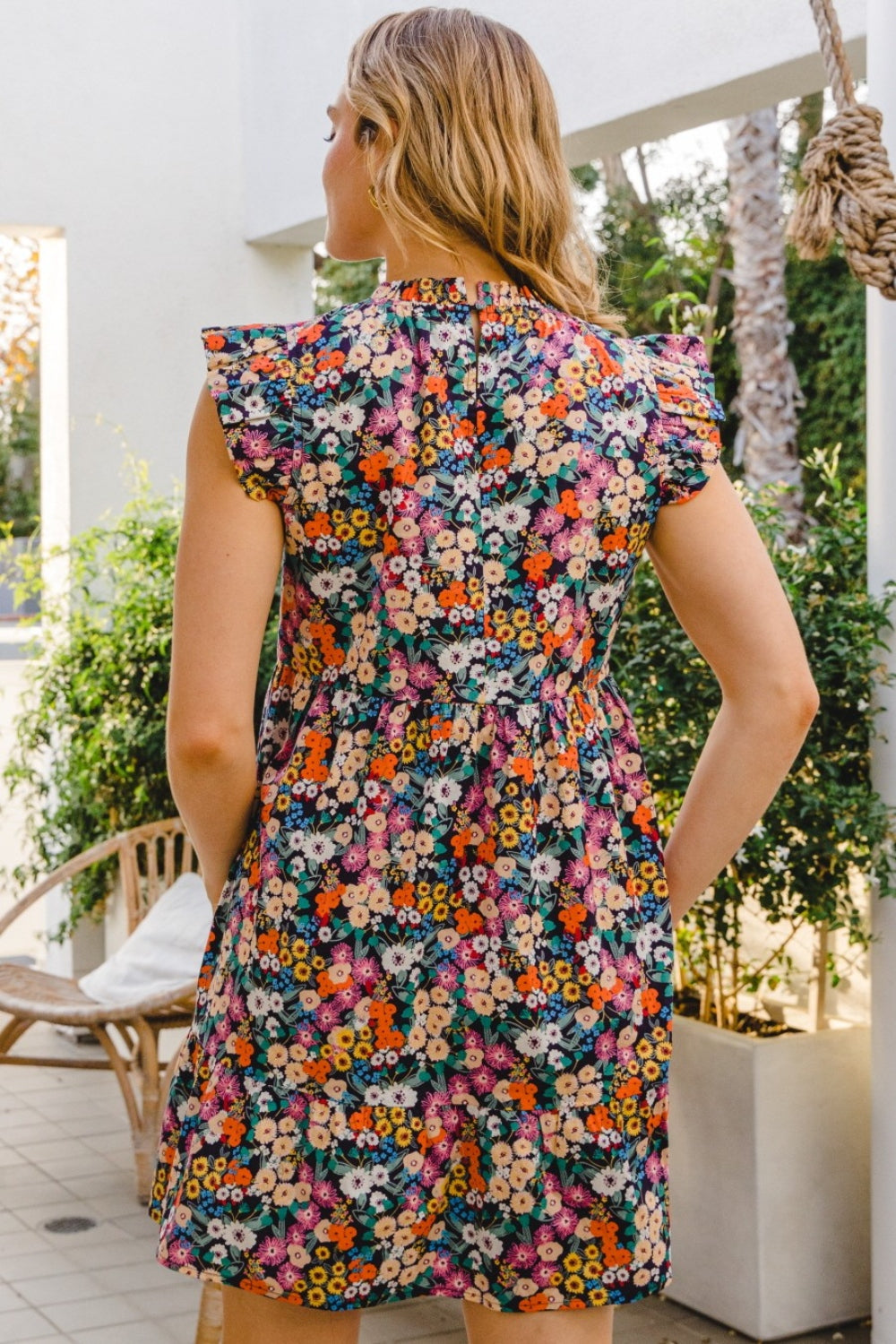 Floral Ruffled Cap Sleeve Mini Dress for Women | Mini Dress | Ro + Ivy