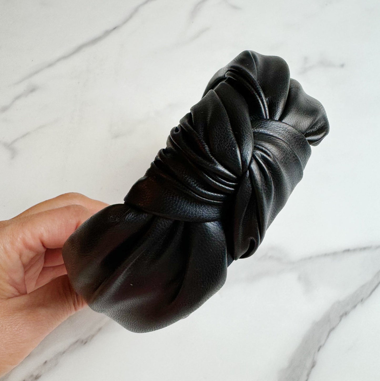 Timeless Knotted Leather Look Headband — Sophisticated Everyday Hair Accessory - Black Hair Accessories