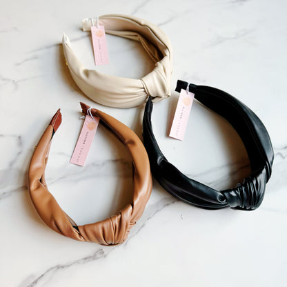 Timeless Knotted Leather Look Headband — Sophisticated Everyday Hair Accessory - Hair Accessories