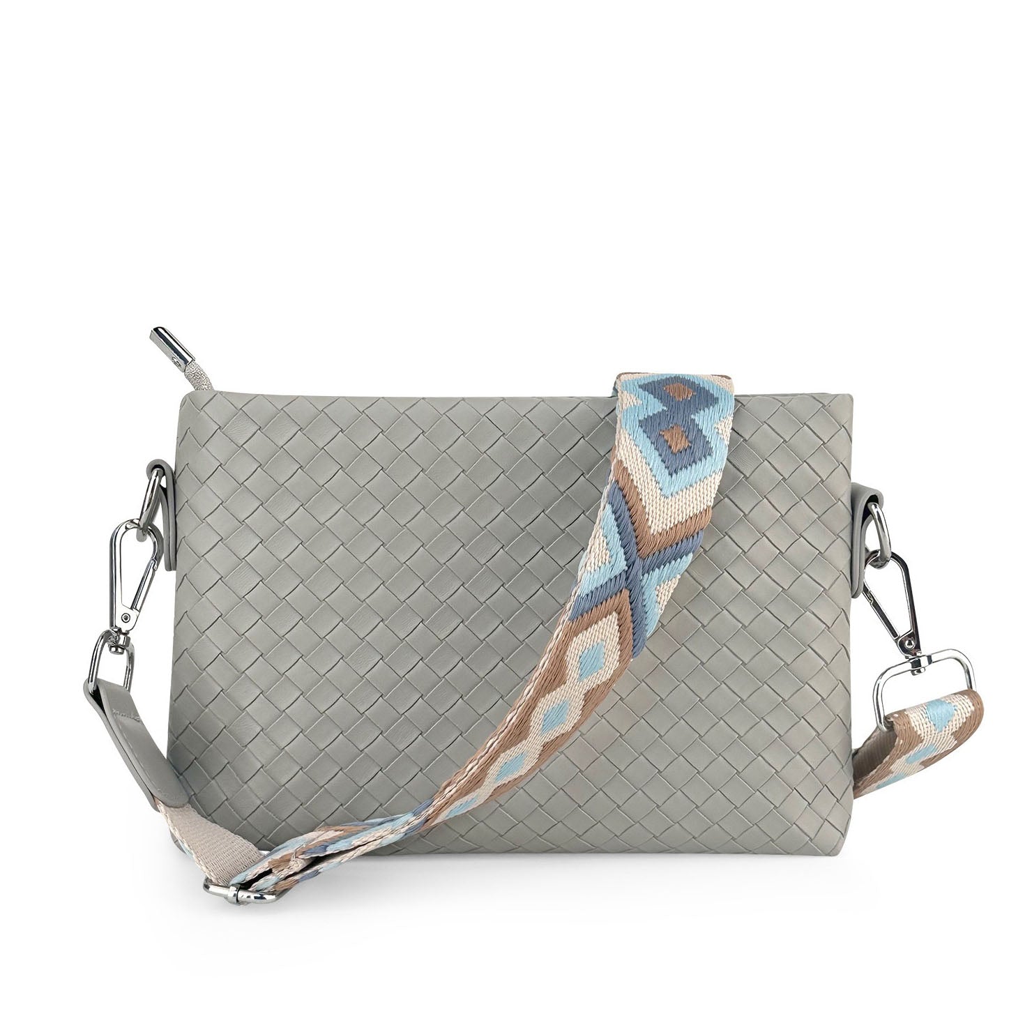 Chic Woven Lightweight Sleek Crossbody Bag — Everyday Casual Carry Style - Gray