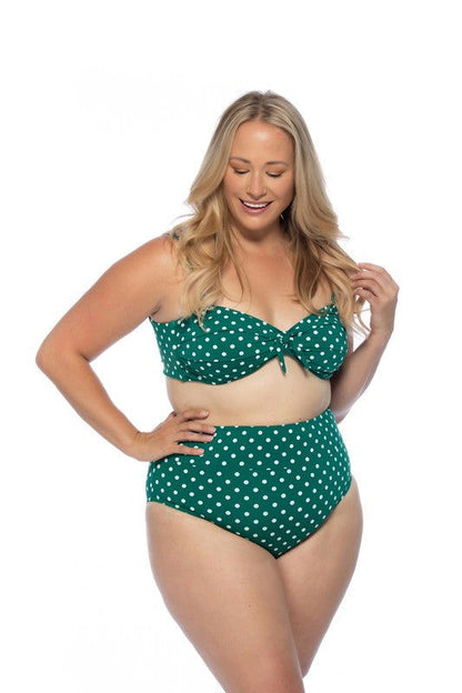 Green Polka Dot High Waist Bikini Set – outfit idea for women | Ro + Ivy