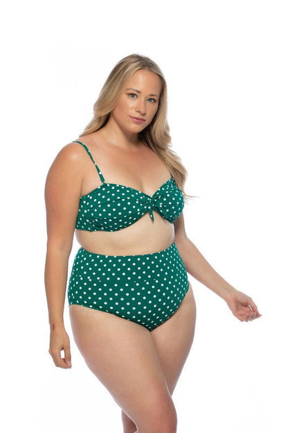 Green Polka Dot High Waist Bikini Set – outfit idea for women | Ro + Ivy