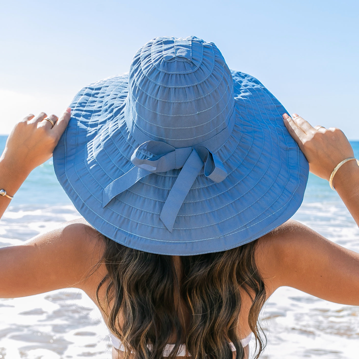 Classic Bow Accent Sunhat - Slate Blue