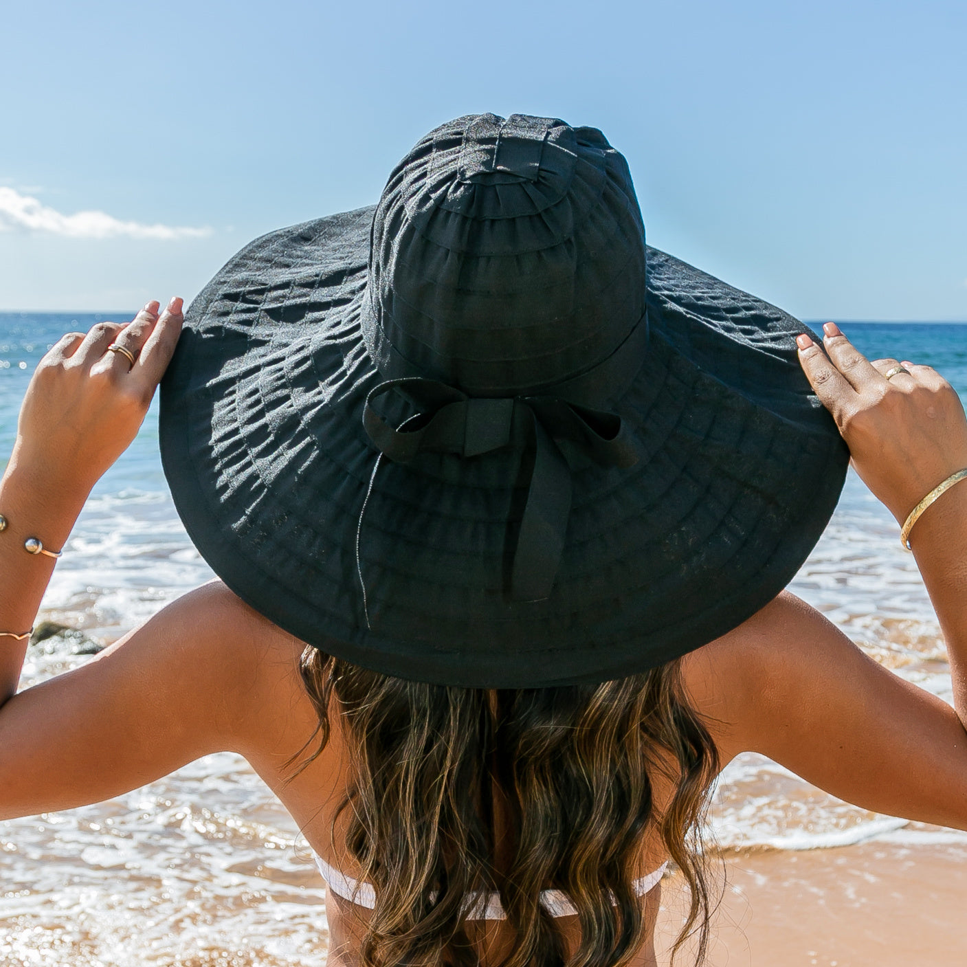Classic Bow Accent Sunhat - Black