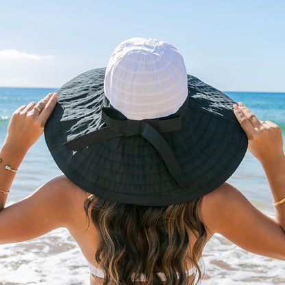 Classic Bow Accent Sunhat - Black White