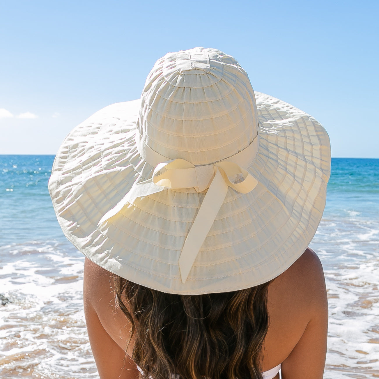 Classic Bow Accent Sunhat - Cream