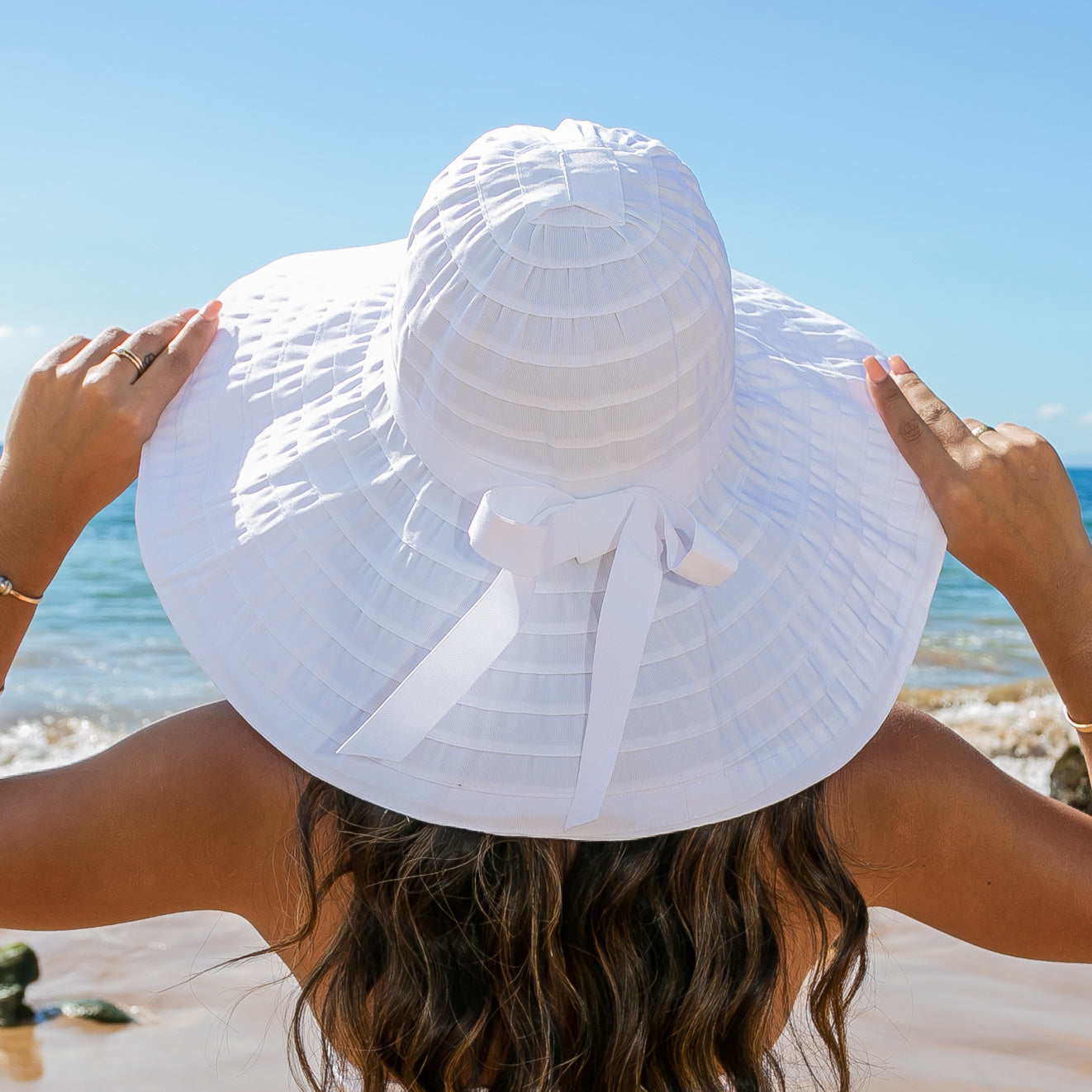 Classic Bow Accent Sunhat - White