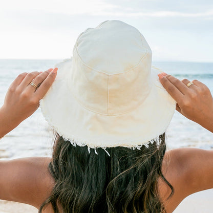 Frayed Edge Canvas Bucket Hat -