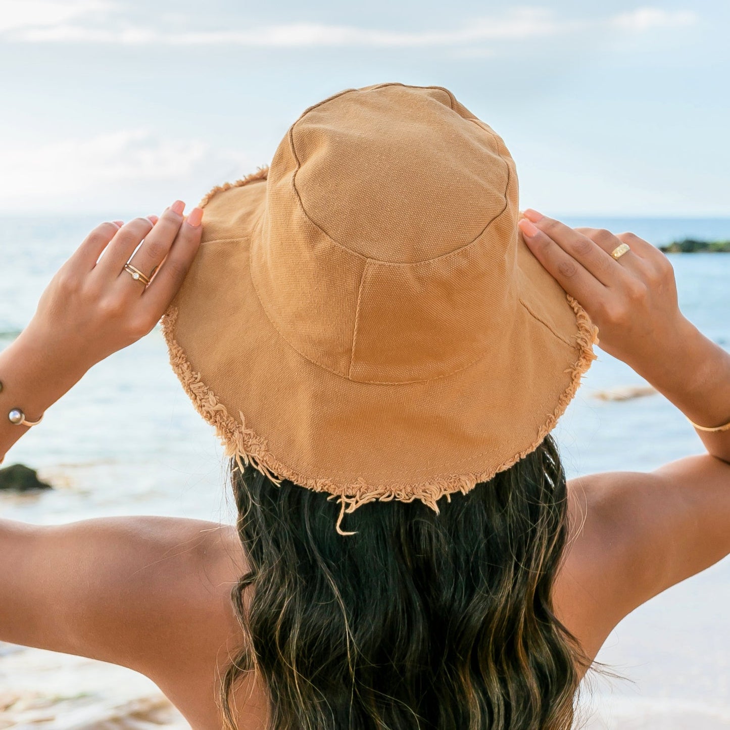 Frayed Edge Canvas Bucket Hat -