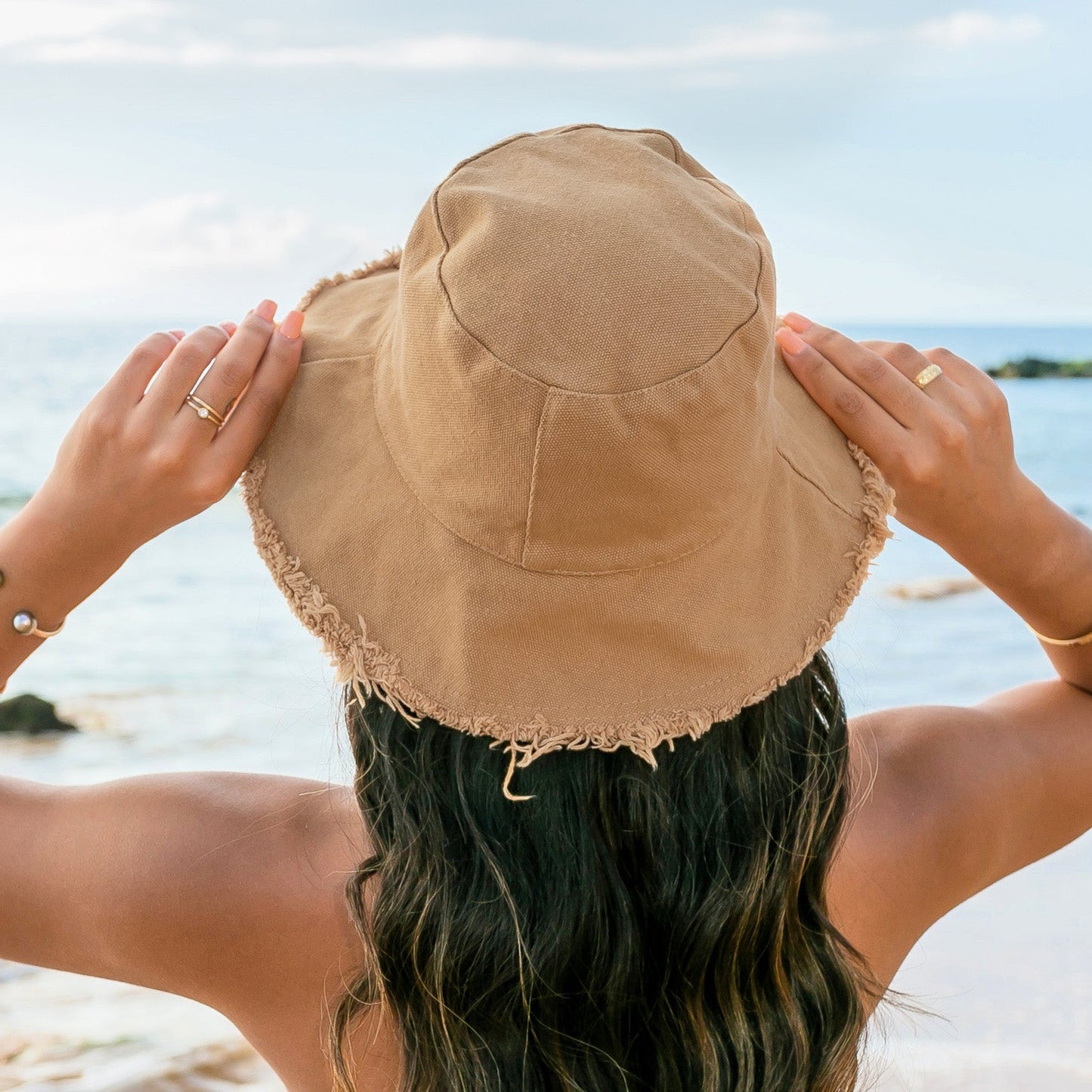 Frayed Edge Canvas Bucket Hat -