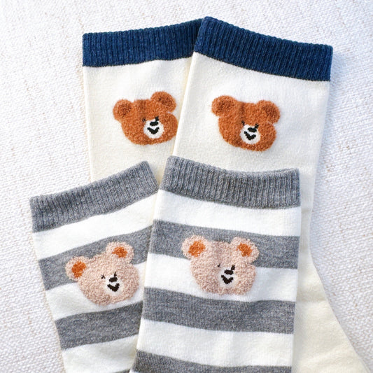 Hehe Bear Socks Set Of 2 - Socks