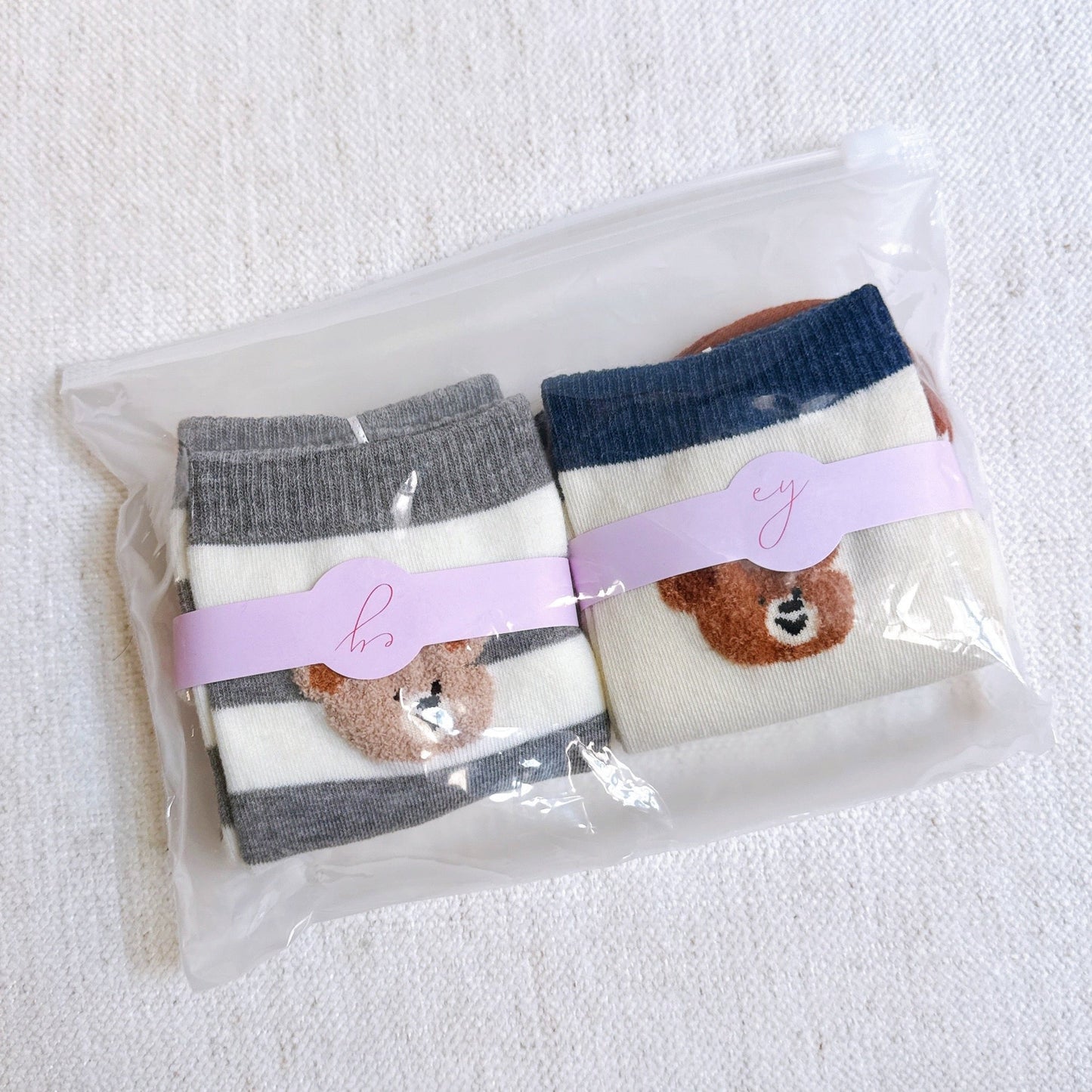 Hehe Bear Socks Set Of 2 - Socks