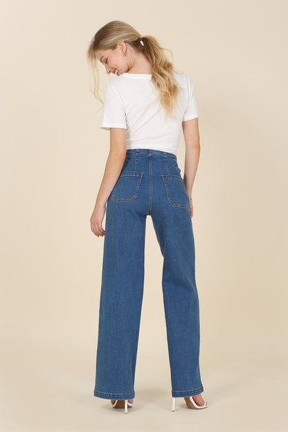 High Waist Pin-Tuck Women's Flared Jeans | Jeans | Ro + Ivy