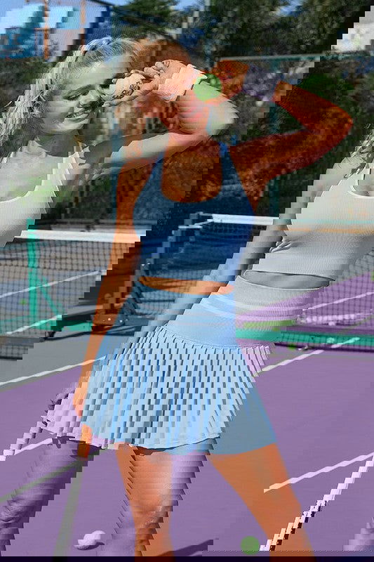 High Waist Pleated Skirt Two Piece Tennis Dress – outfit idea for women | Ro + Ivy