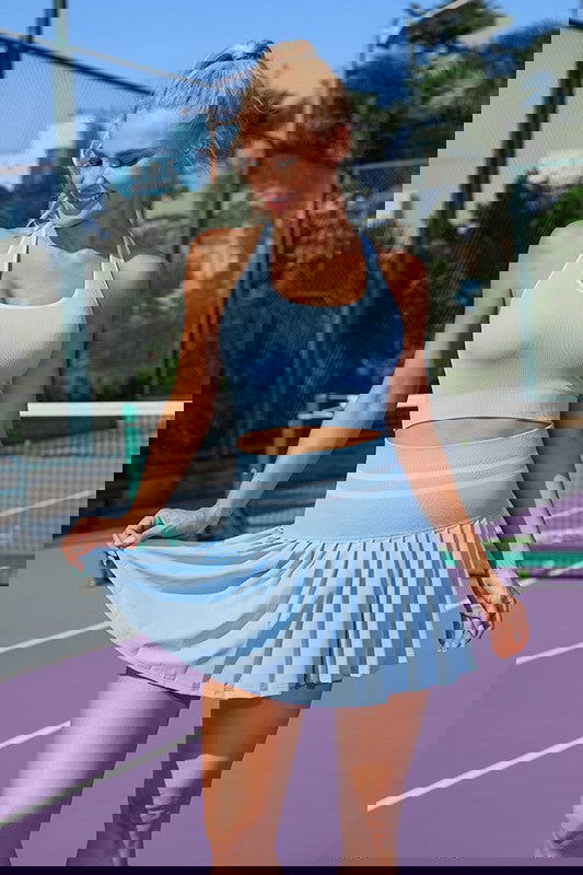 High Waist Pleated Skirt Two Piece Tennis Dress – outfit idea for women | Ro + Ivy