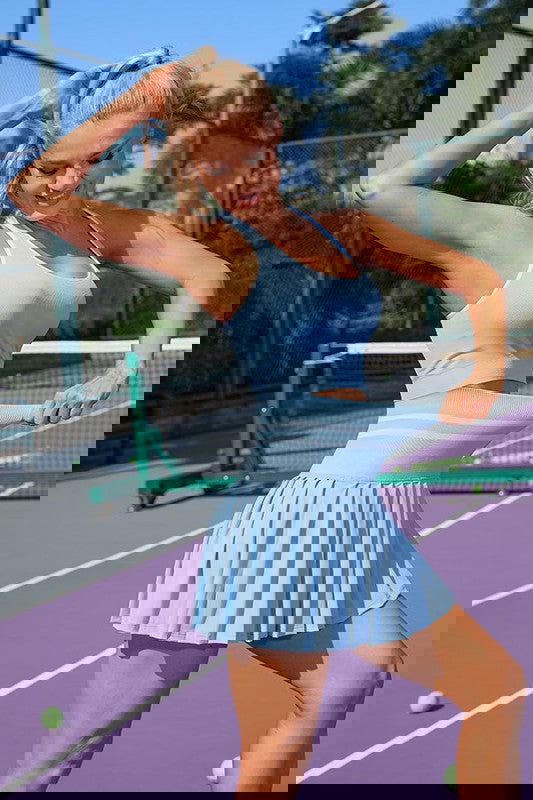 High Waist Pleated Skirt Two Piece Tennis Dress – outfit idea for women | Ro + Ivy