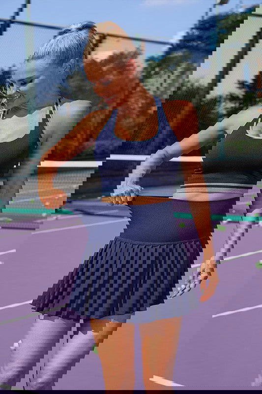 High Waist Pleated Skirt Two Piece Tennis Dress – outfit idea for women | Ro + Ivy