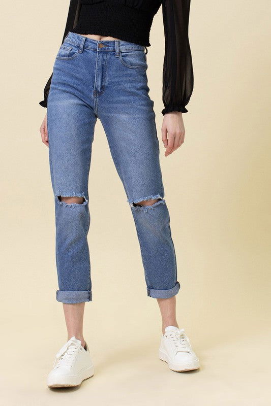 High Waisted Mom Jeans - Ro + Ivy