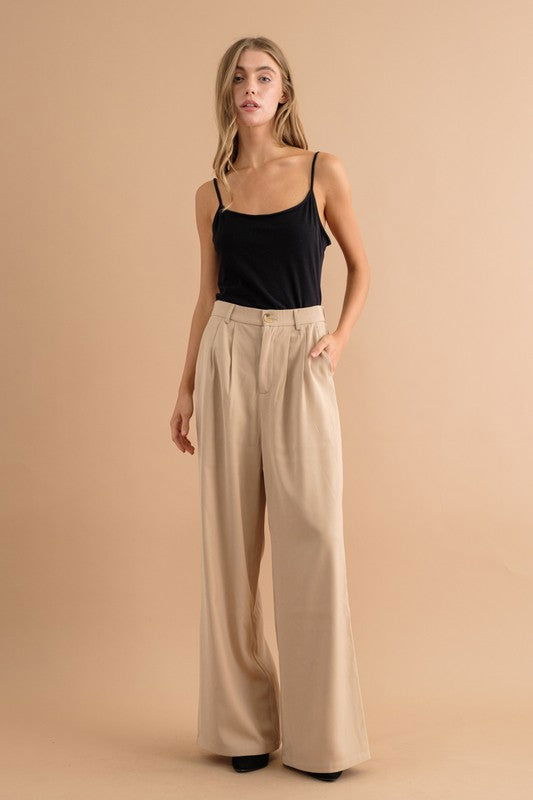 Hight Waist Wide Pants - Ro + Ivy