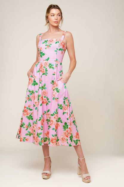 Spring Floral Print Midi Dress | Trendy Midi Dresses Outfit Idea for Women by Ro + Ivy | Elevated Basics, Modern Comfort & Style