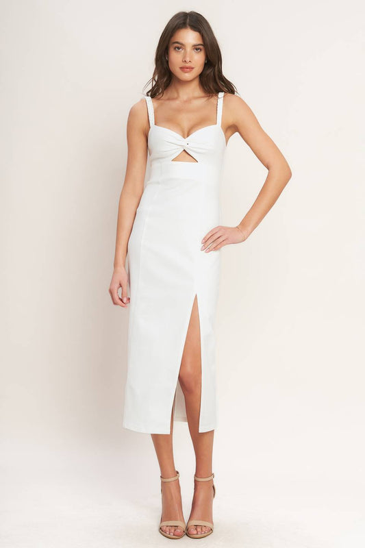 Elegant Sweetheart Cotton Midi Dress | Trendy Midi Dresses Outfit Idea for Women by Ro + Ivy | Elevated Basics, Modern Comfort & Style