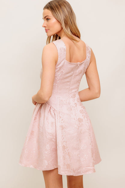 Sleeveless Blush Square Neck Fit & Flare Spring Mini Dress | Trendy Mini Dresses Outfit Idea for Women by Ro + Ivy | Elevated Basics, Modern Comfort & Style