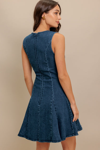 Modern Cotton Denim Mini Dress with Front Tie Trendy Mini Dresses Outfit Idea for Women | Ro + Ivy