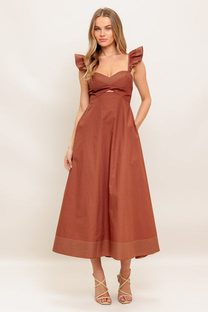 Sweetheart Tuscan Midi Dress with Pockets Trendy Midi Dresses Outfit Idea for Women | Ro + Ivy