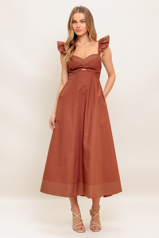 Sweetheart Tuscan Midi Dress with Pockets Trendy Midi Dresses Outfit Idea for Women | Ro + Ivy