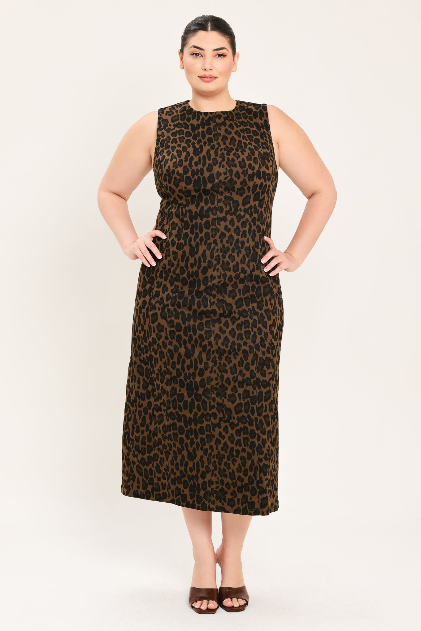 Leopard Icon Twill Midi Dress