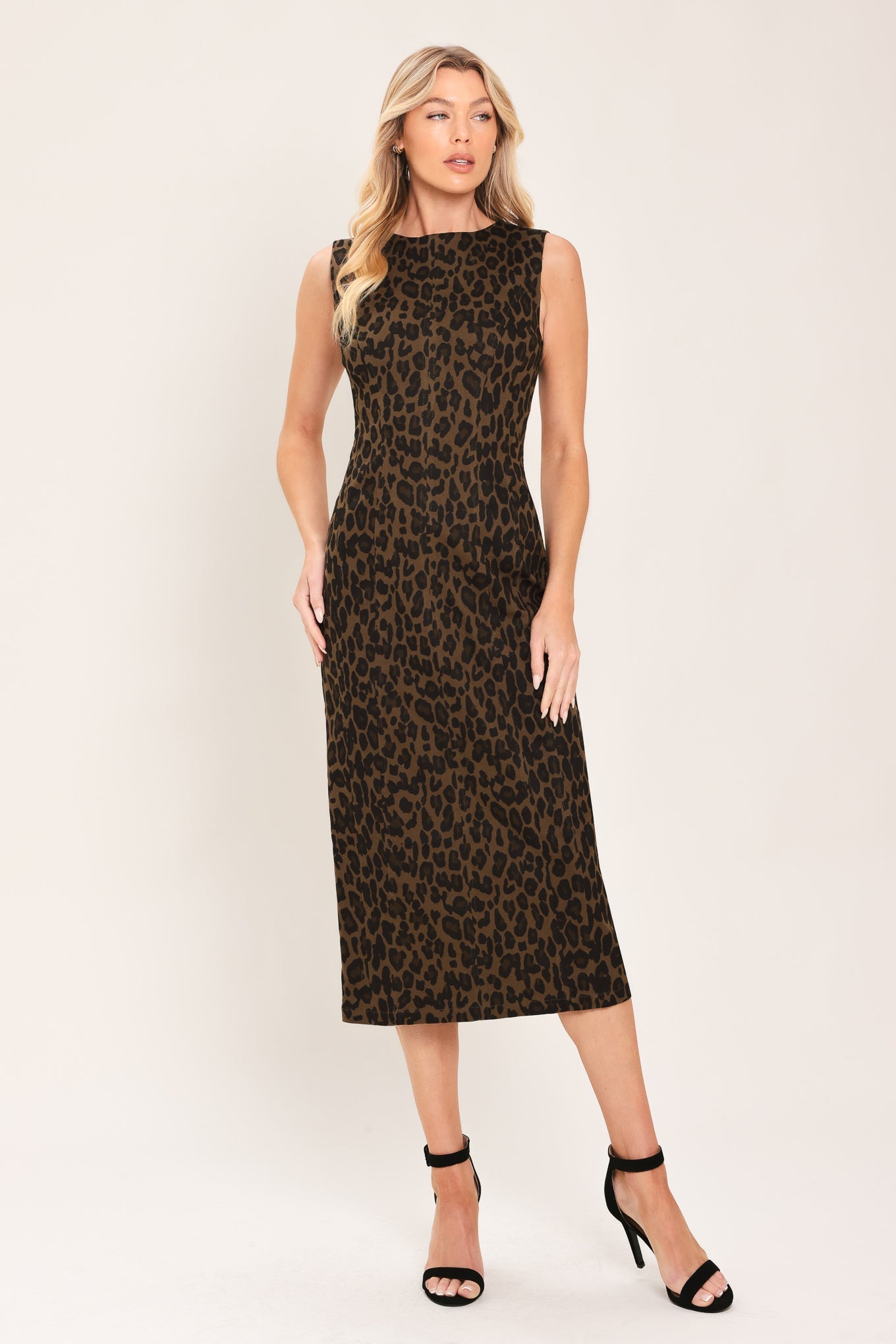 Leopard Icon Twill Midi Dress