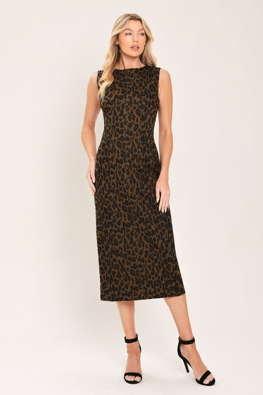Leopard Icon Twill Midi Dress