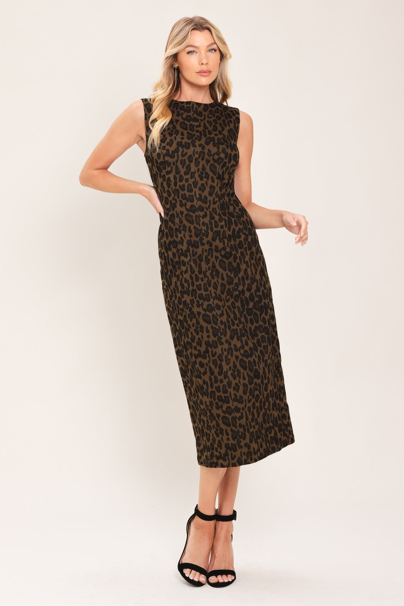 Leopard Icon Twill Midi Dress