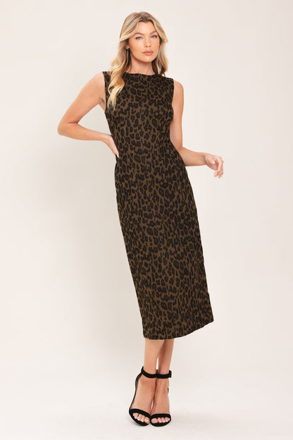 Leopard Icon Twill Midi Dress