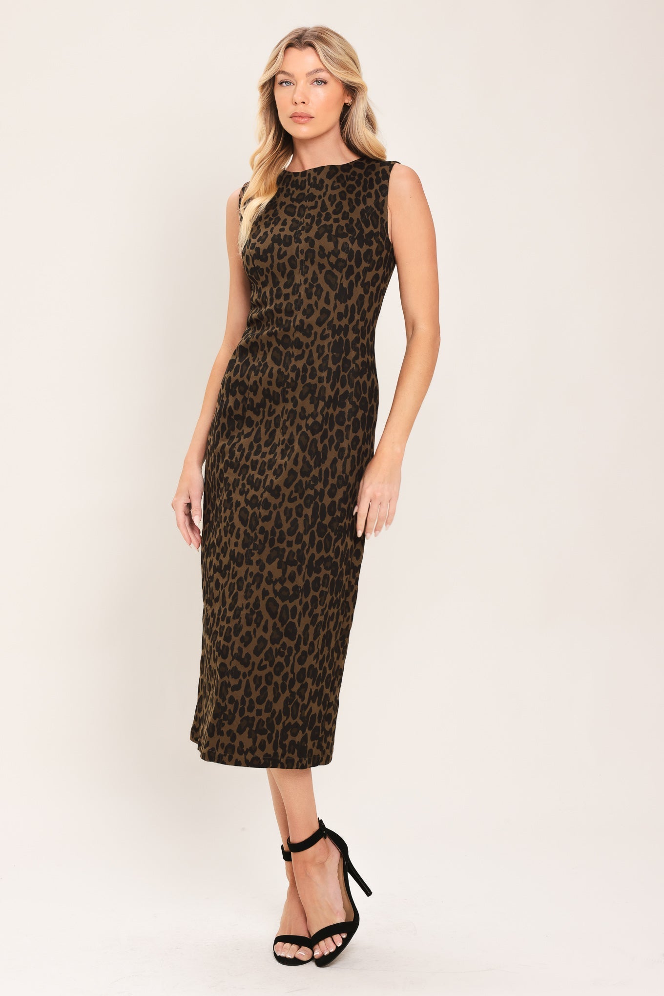 Leopard Icon Twill Midi Dress LEOPARD